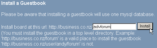 Installing the Advanced Guestbook