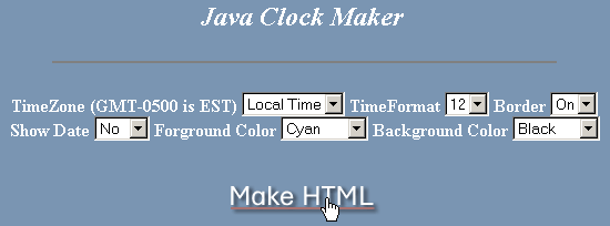 Previewing a clock
