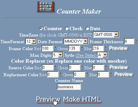 Previewing a counter