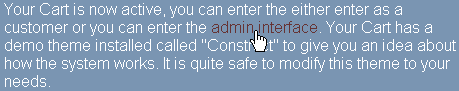 Entering the shopping cart as an administrator