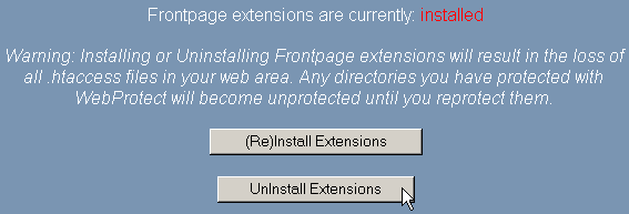 Uninstalling Frontpage™ Extensions